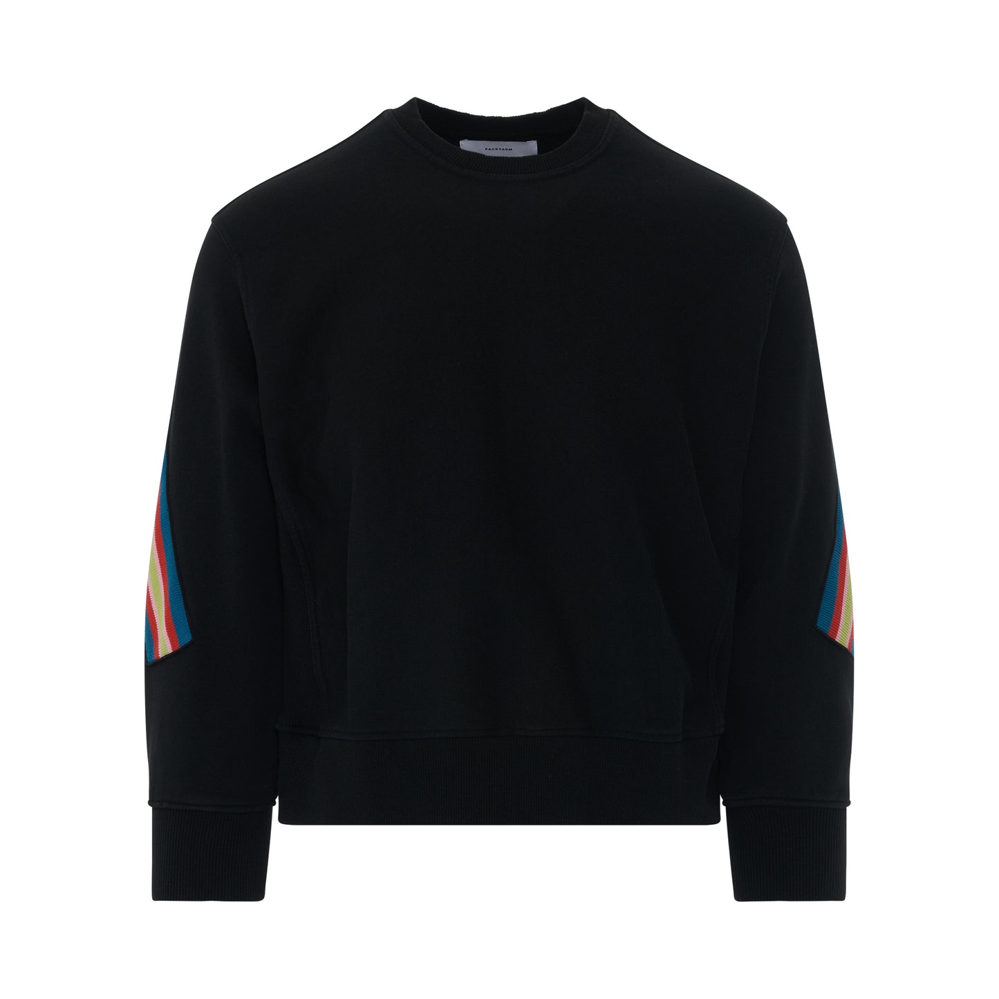 Rib XXL Oversized Sweater with Coloured Stripes in Black