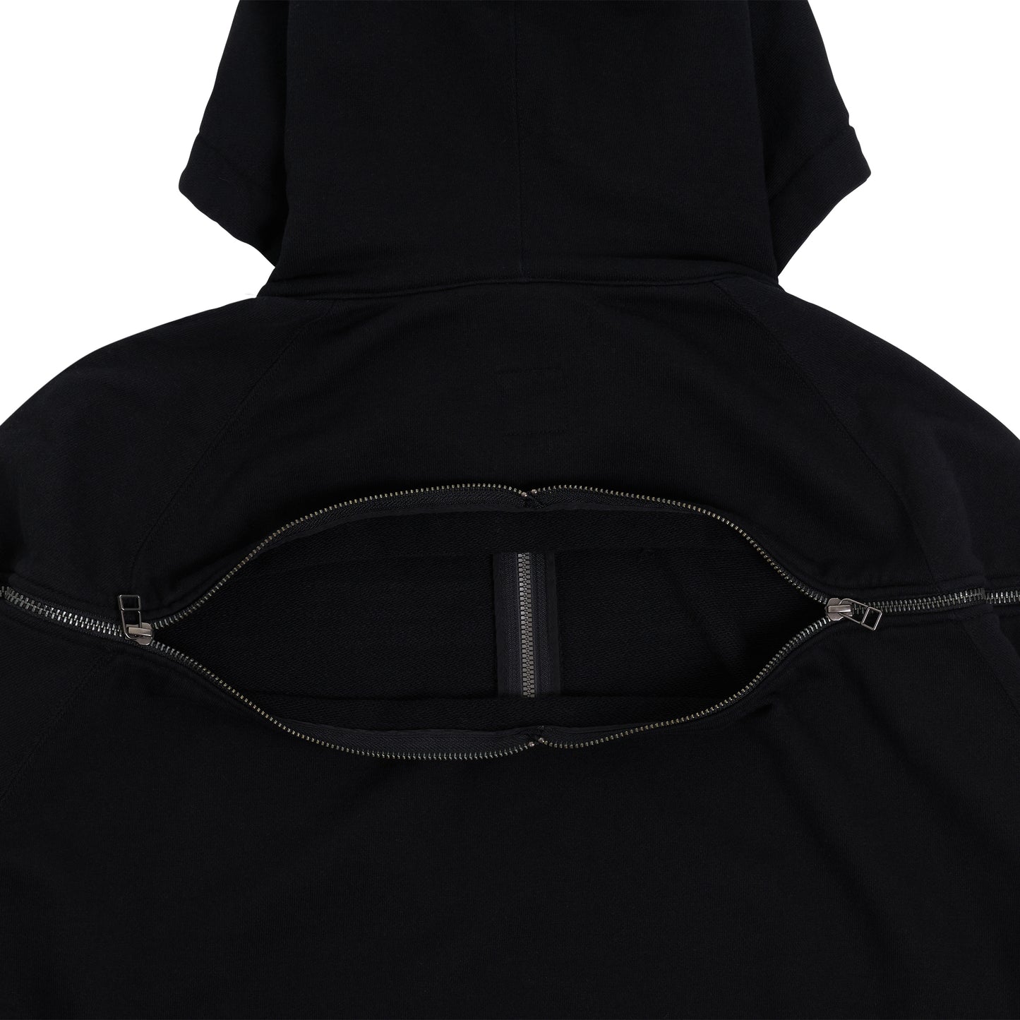 Destroyed Pocket Hoodie with Signature Zip in Black