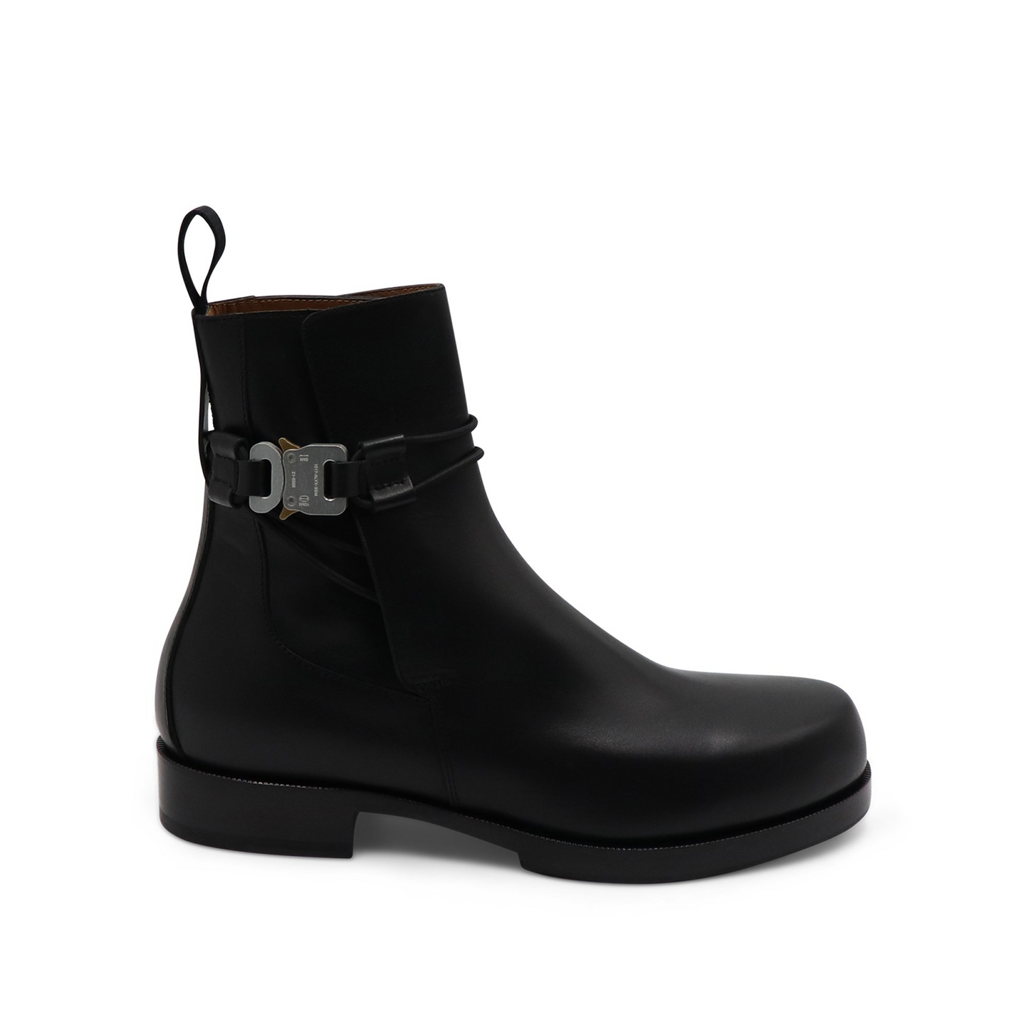 Low Buckle Leather Boots in Black