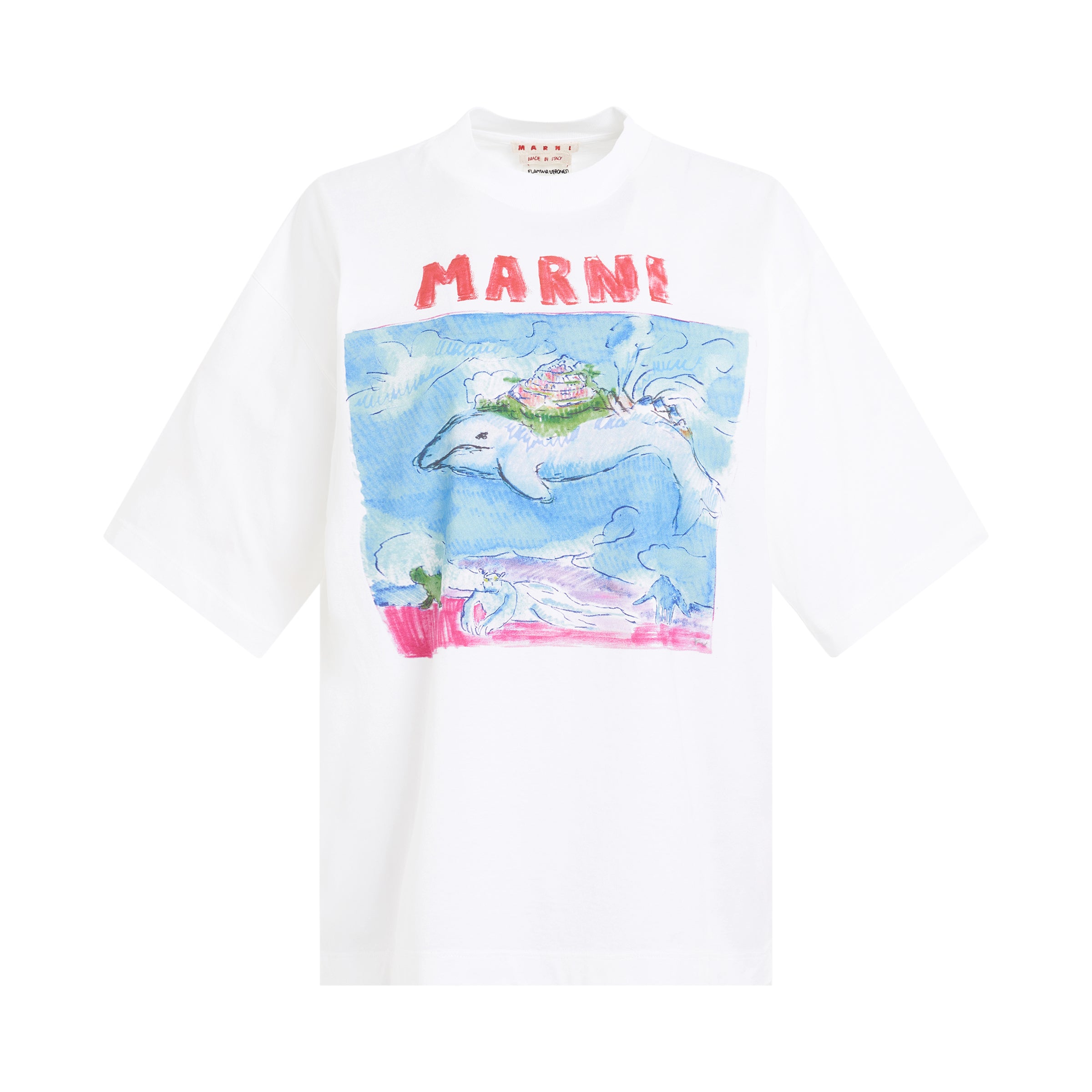 Whale Print T-Shirt in Lily White