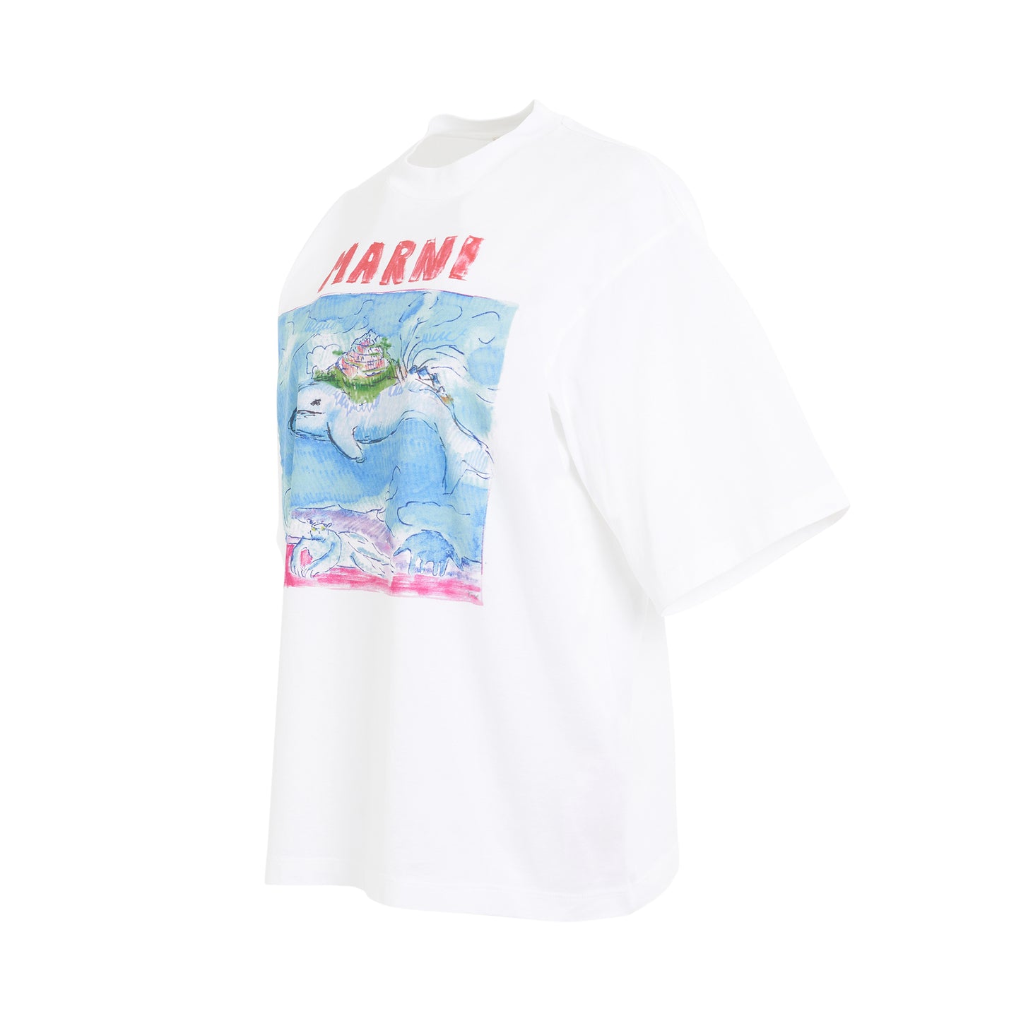 Whale Print T-Shirt in Lily White