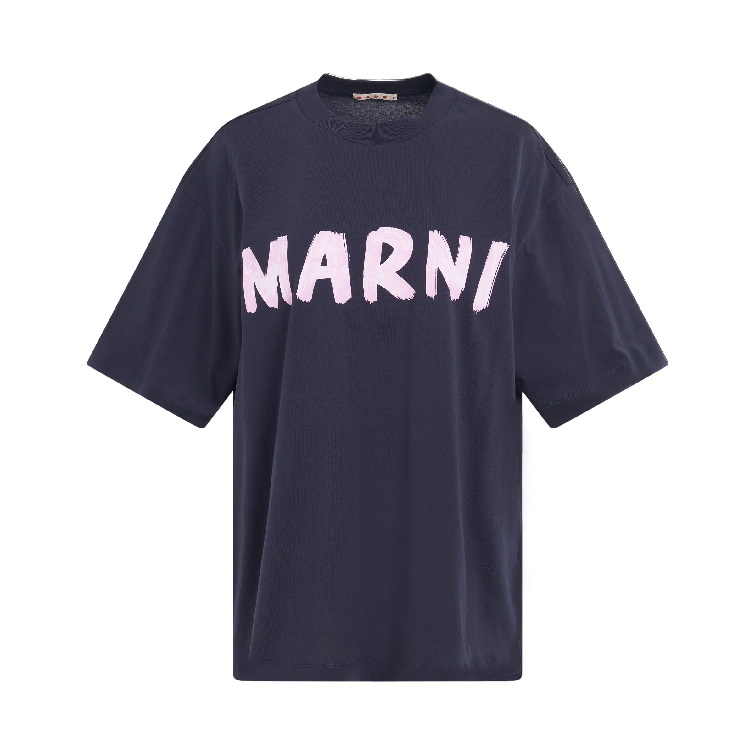 Plain Cotton Logo T-Shirt in Blue/Black