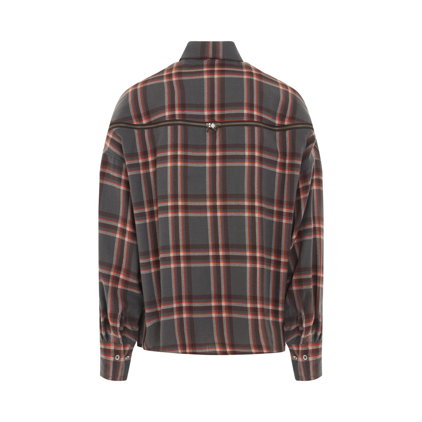 Wool Check Zipper Shirt in Charcoal