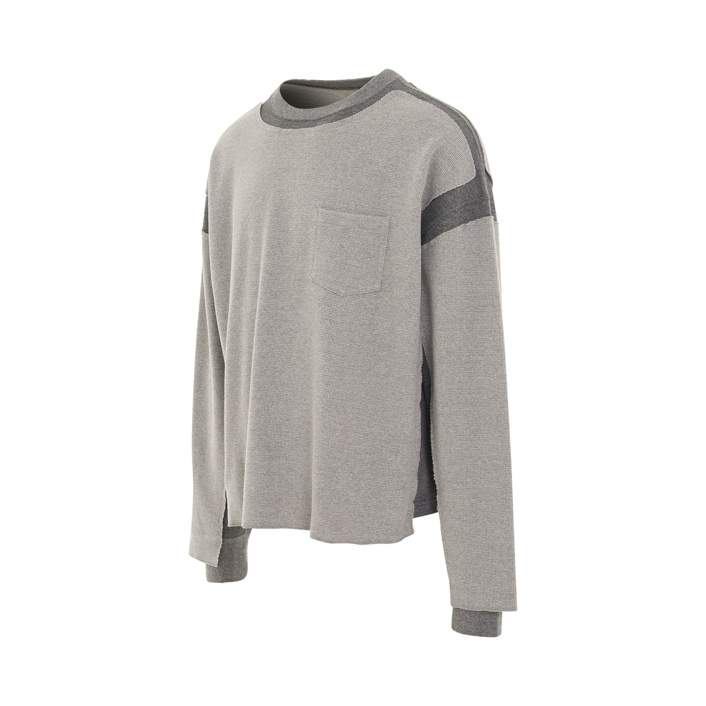 Layered Waffle Sweatshirt in Grey