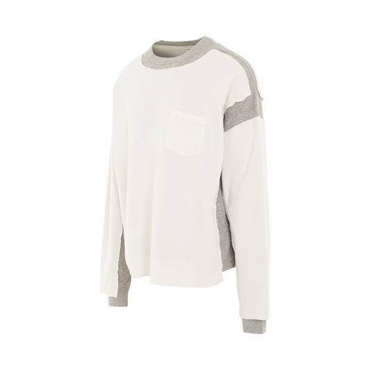 Layered Waffle Sweatshirt in White