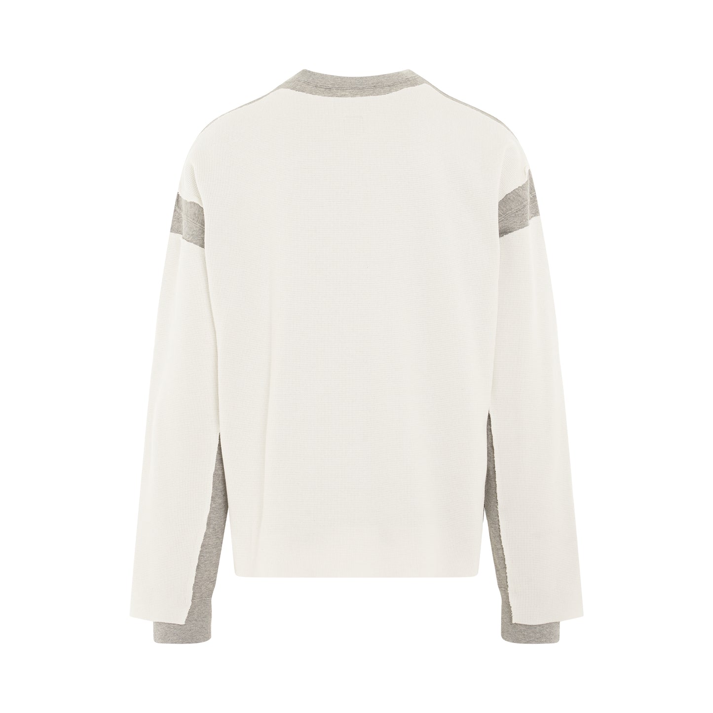 Layered Waffle Sweatshirt in White