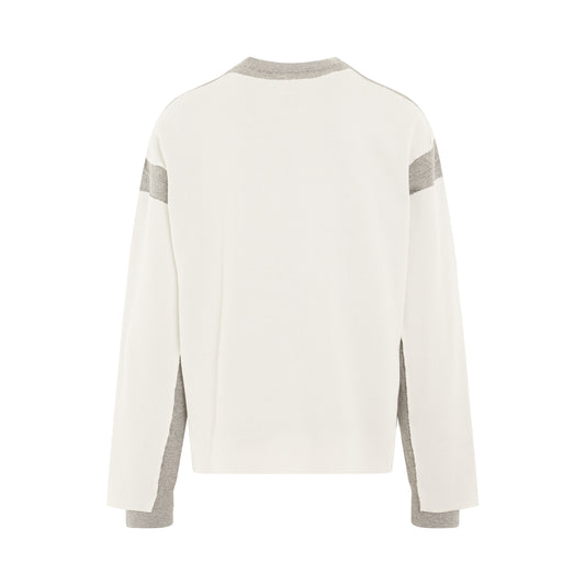 Layered Waffle Sweatshirt in White