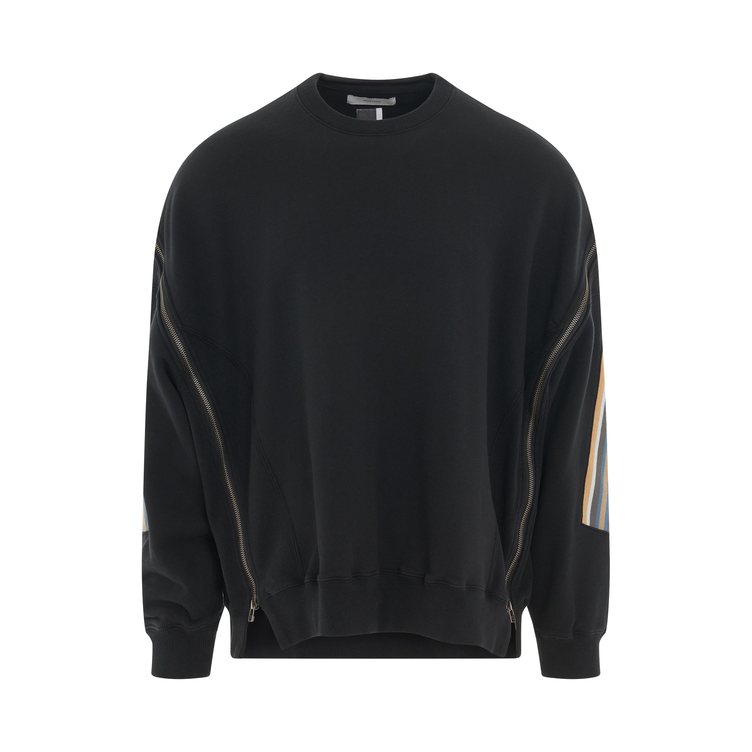 Zipper Rib Sweatshirt in Black