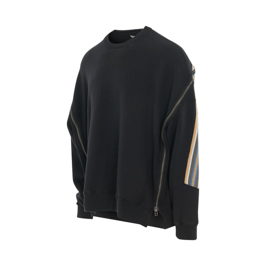 Zipper Rib Sweatshirt in Black