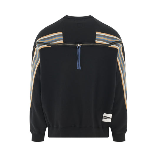 Zipper Rib Sweatshirt in Black