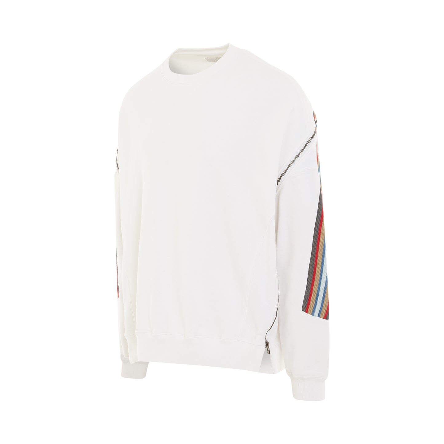 Zipper Rib Sweatshirt in White