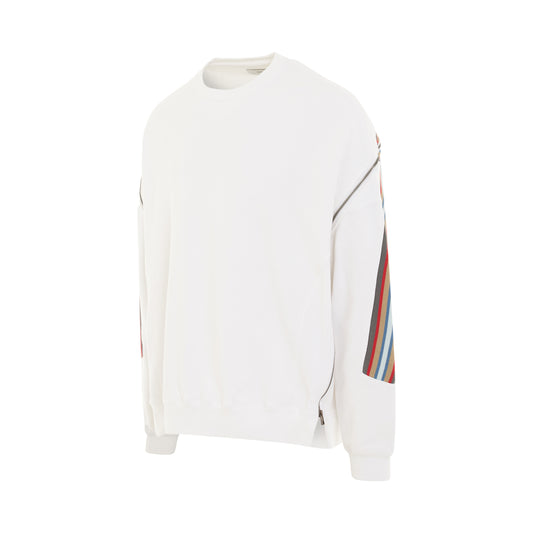 Zipper Rib Sweatshirt in White