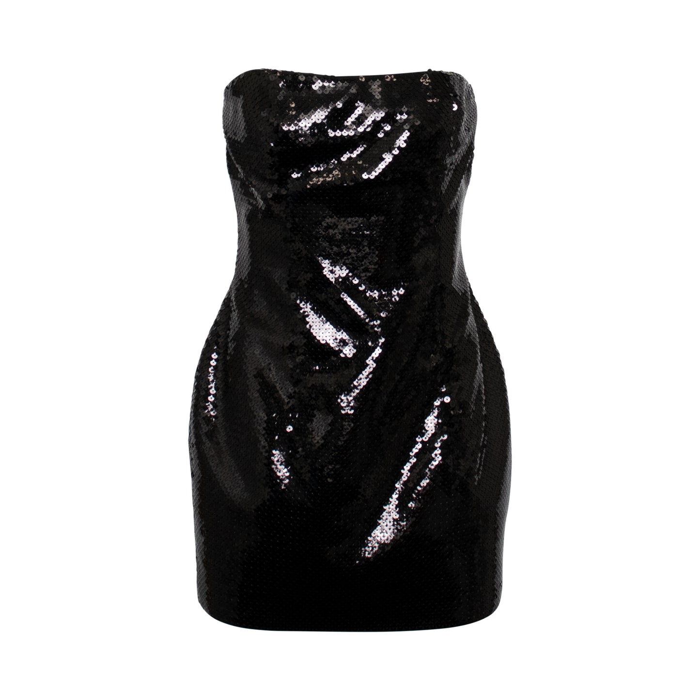 Sequin Bustier Mini Dress in Black