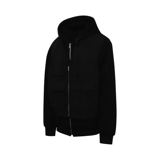 Undetachable Vest Hooded Jacket in Black