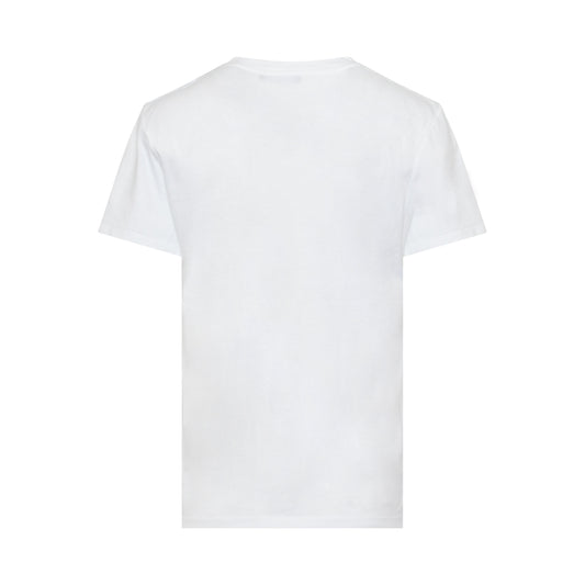 3 Buttons Flocked Logo T-Shirt in White/Black