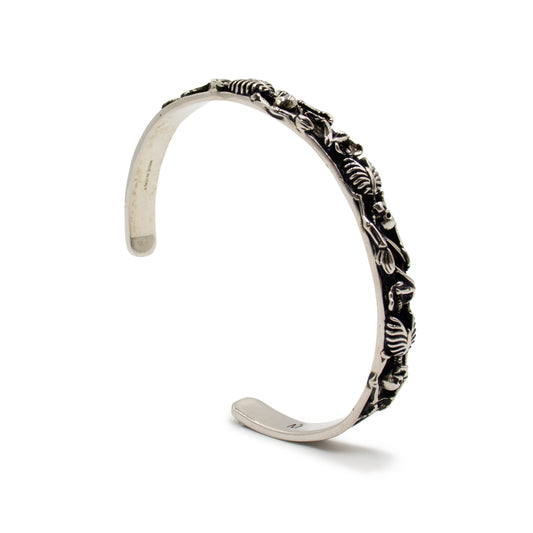 Dancing Skeleton Cuff Bracelet in Silver