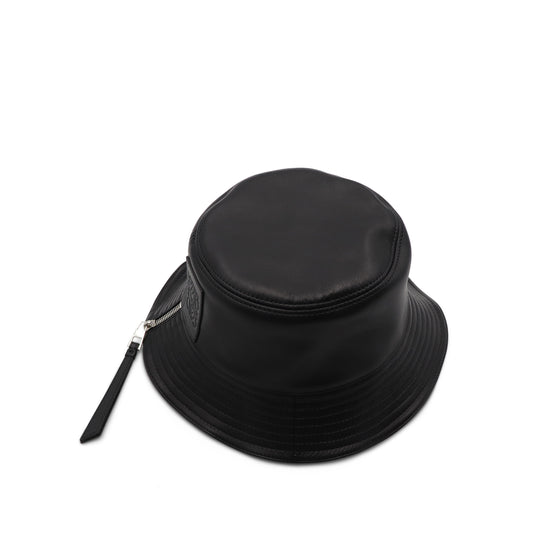 Fisherman Hat in Nappa Calfskin in Black