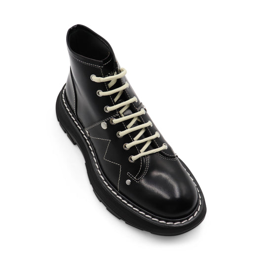 Tread Lace Up Boots in Black/Silver