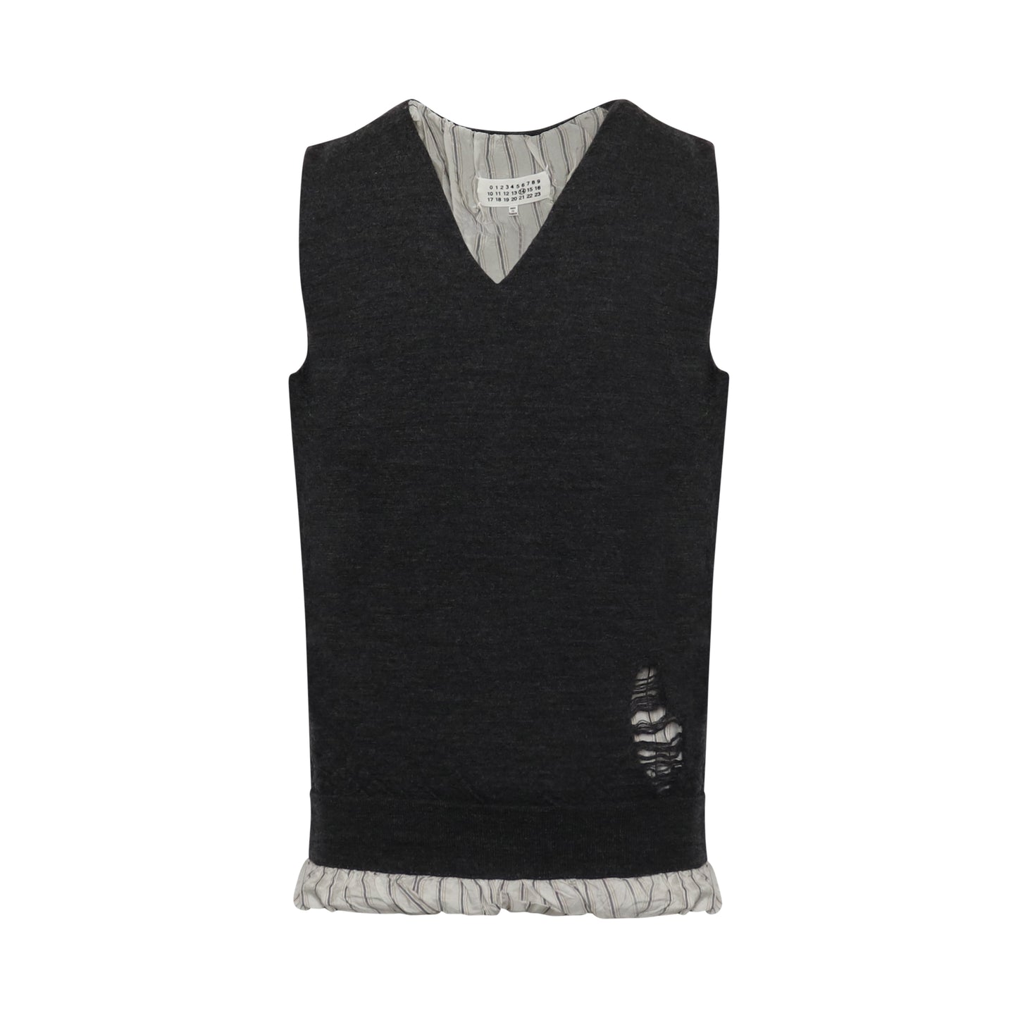 Distressed Knit Vest Sweater in Dark Grey