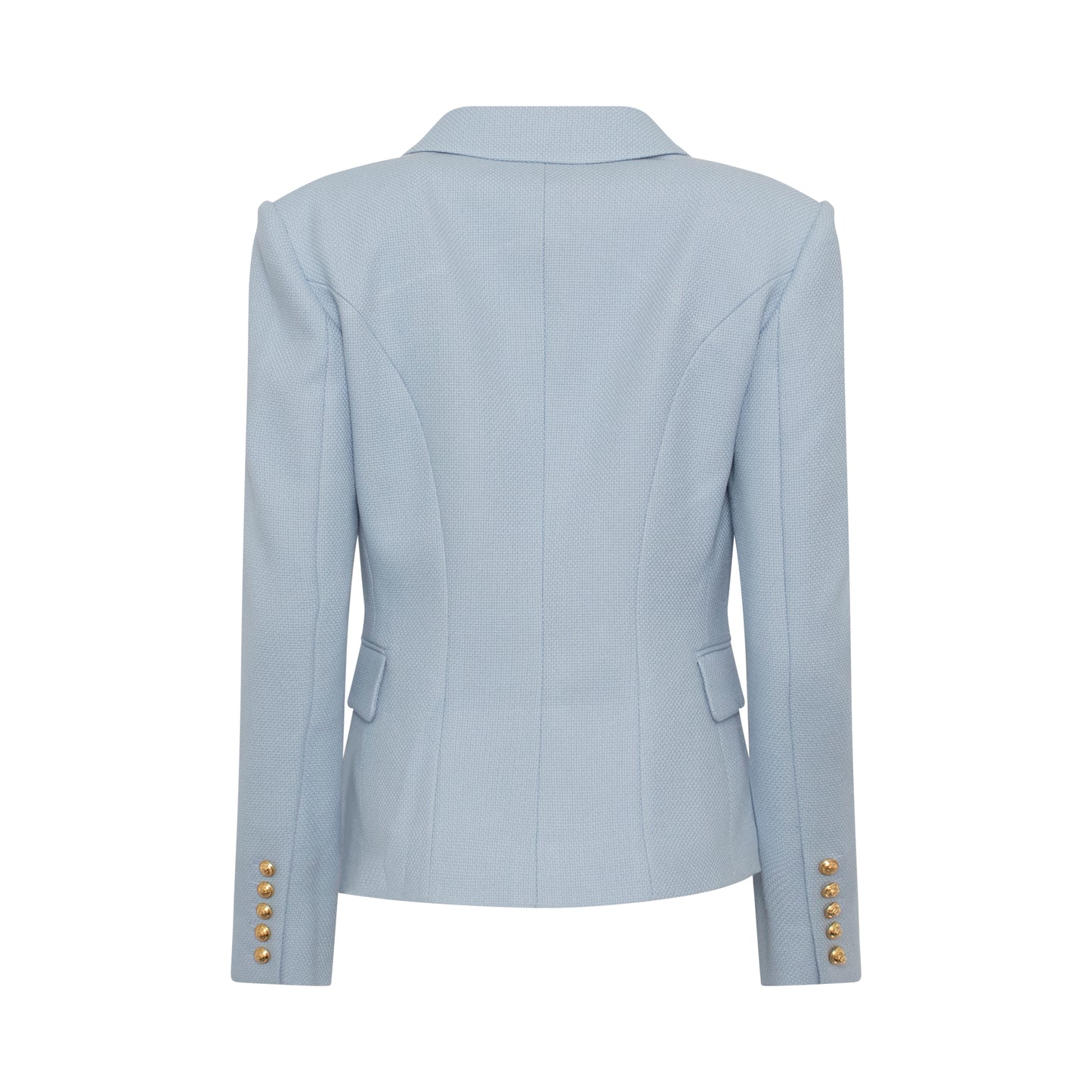 Double Breasted Cotton Pique Blazer in Pale Blue