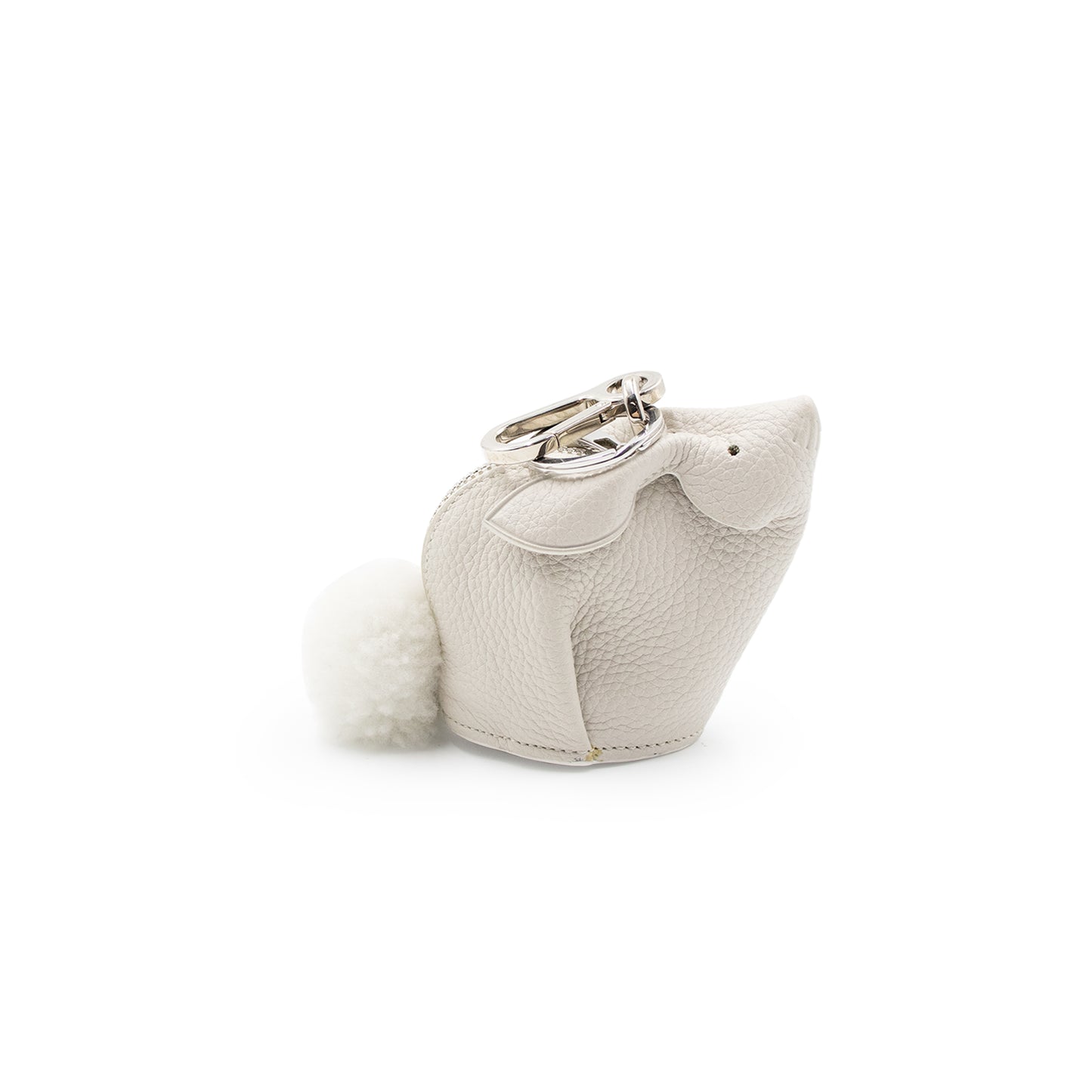 Bunny Charm in Soft Grained Calfskin in White