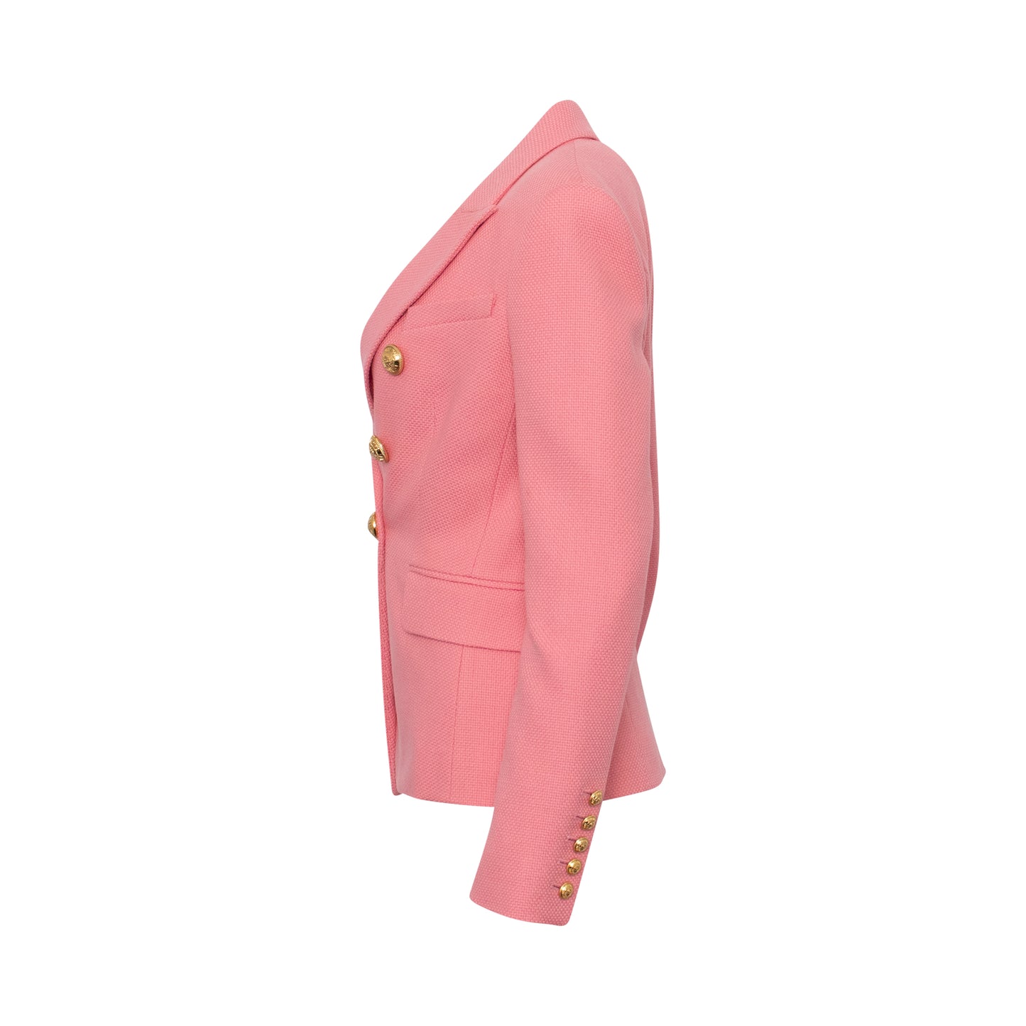 Double Breasted Cotton Pique Blazer in Rose