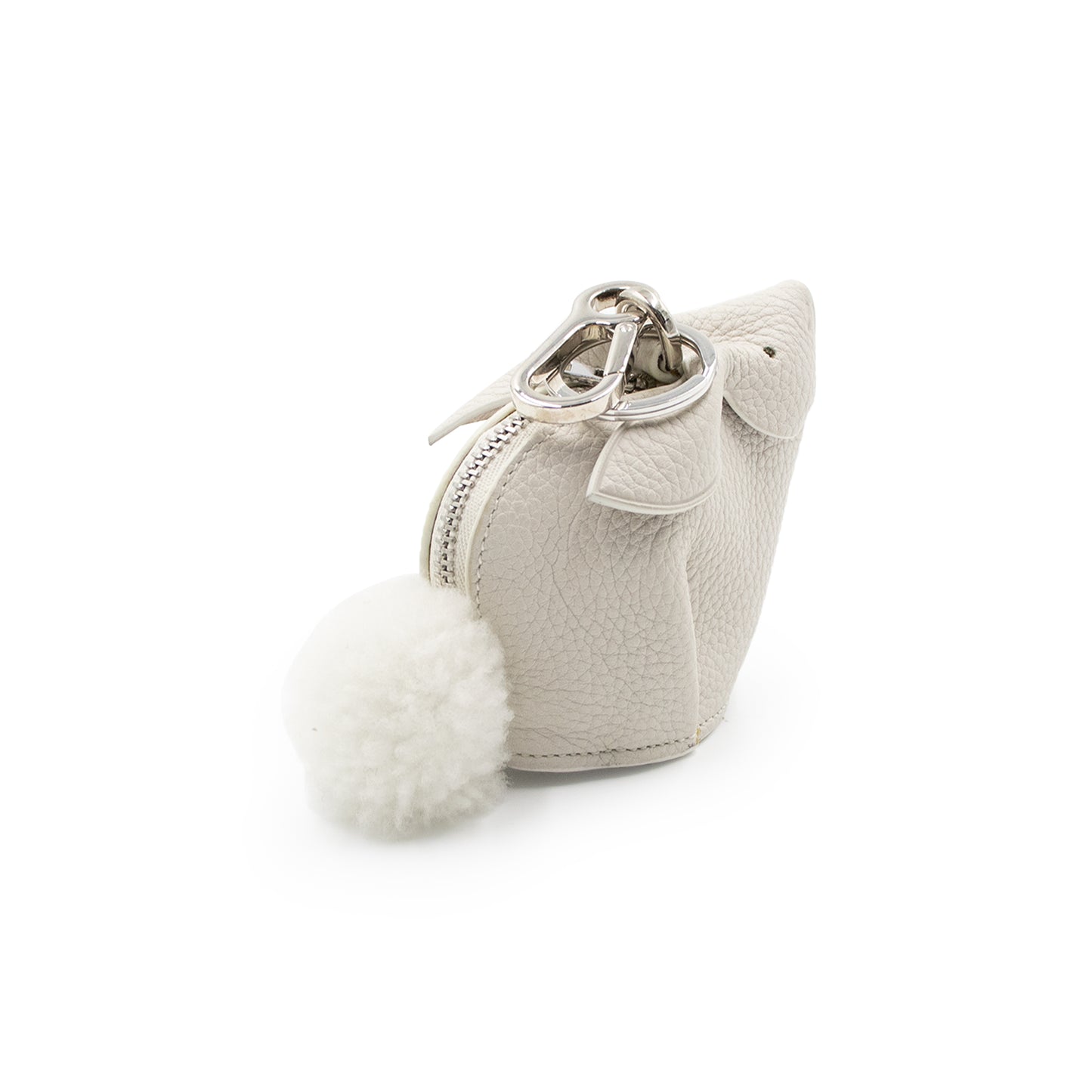 Bunny Charm in Soft Grained Calfskin in White