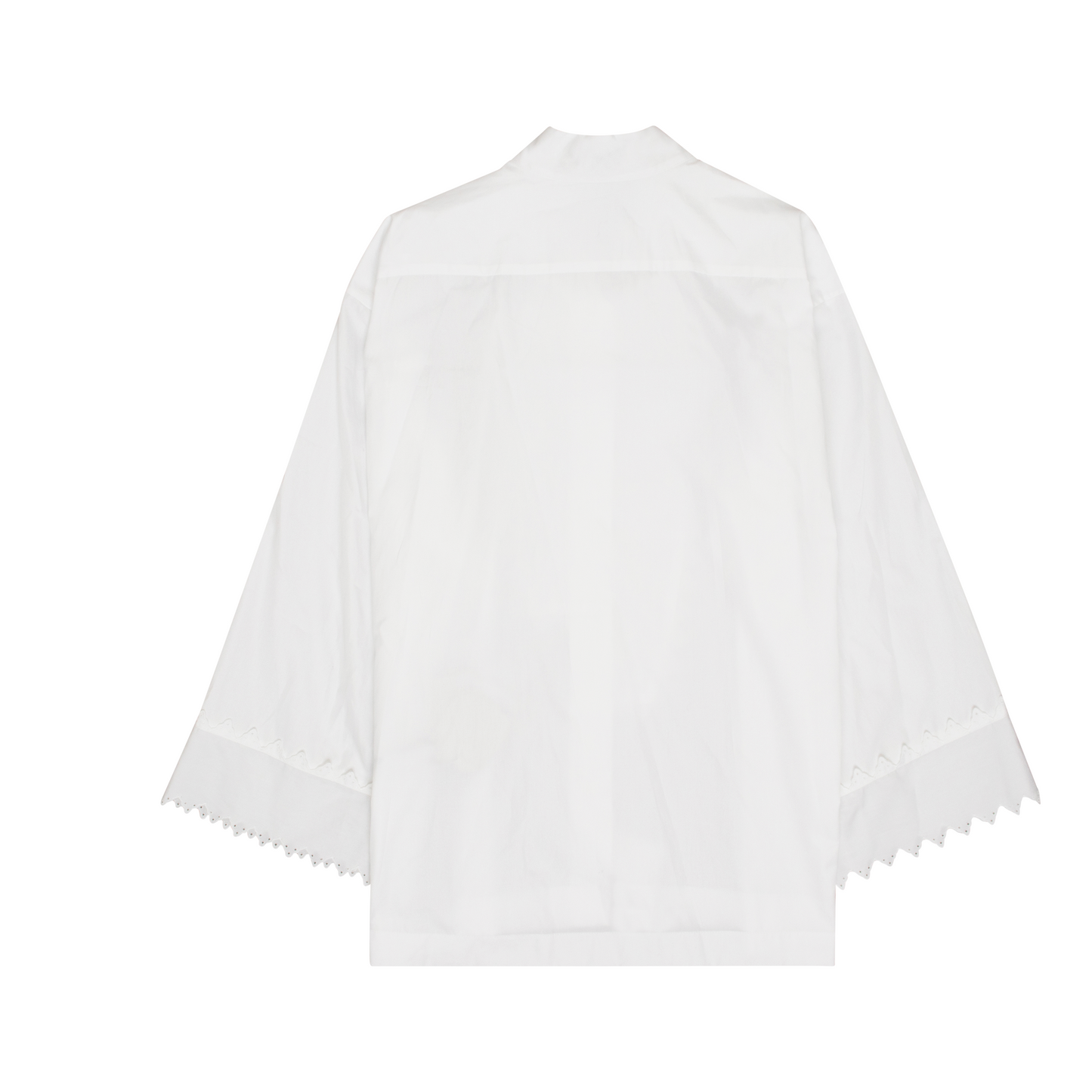 Lace Trim Asymetric Oversize Shirt in White