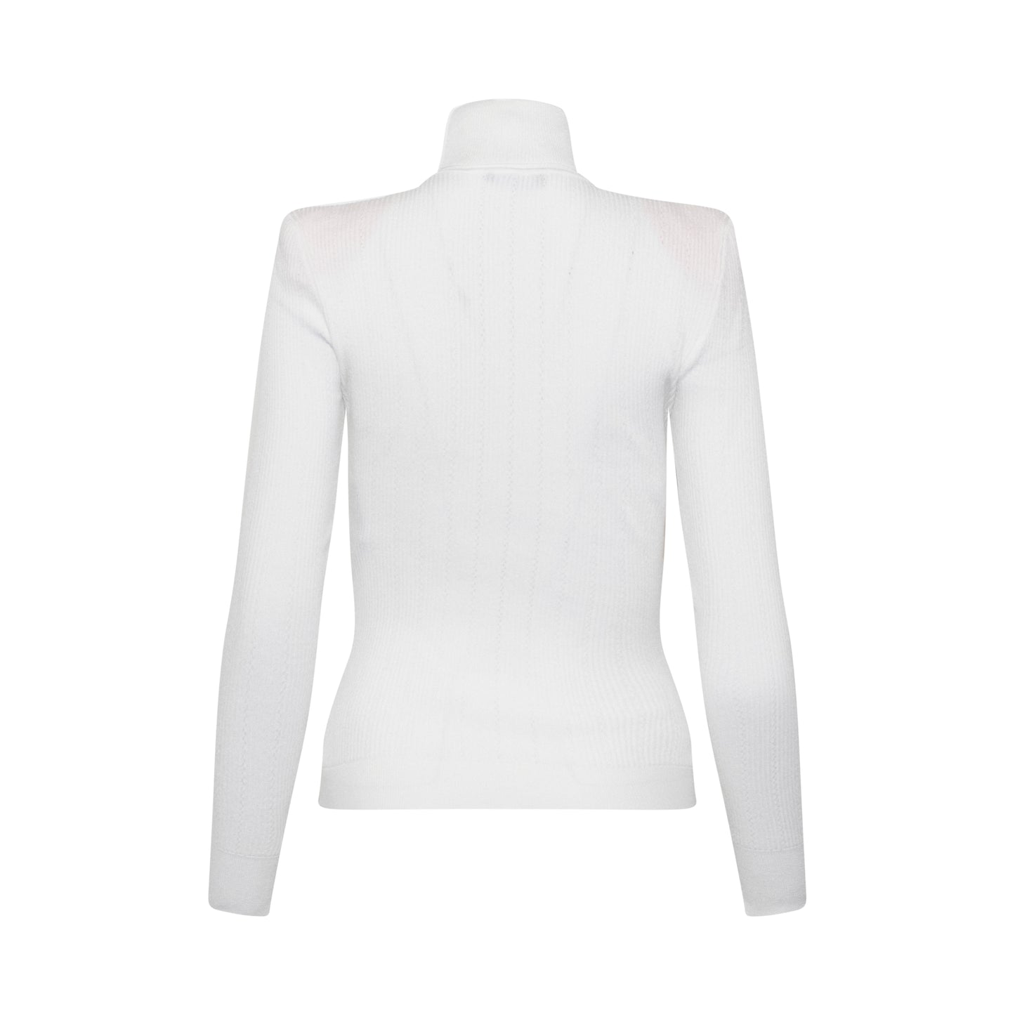 Button Turtleneck Sweater in White