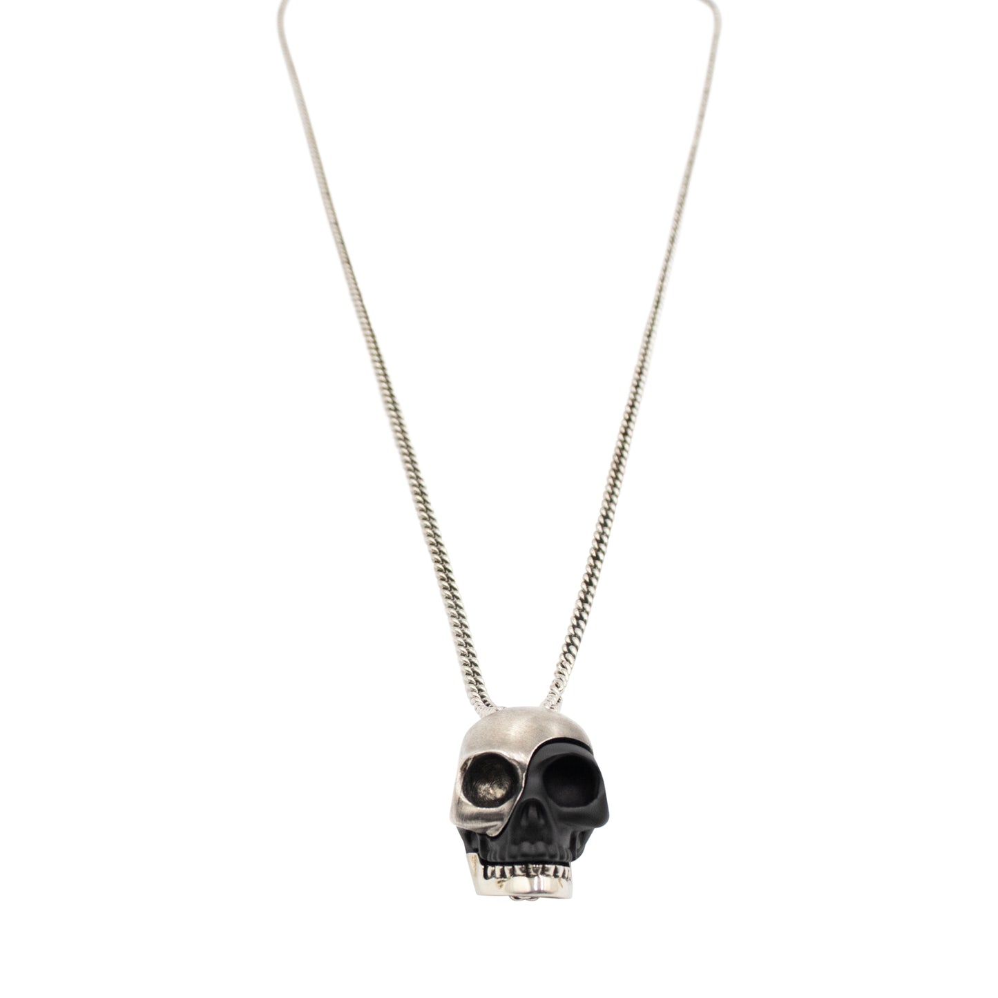 Divided Skull Pendant Necklace in Silver