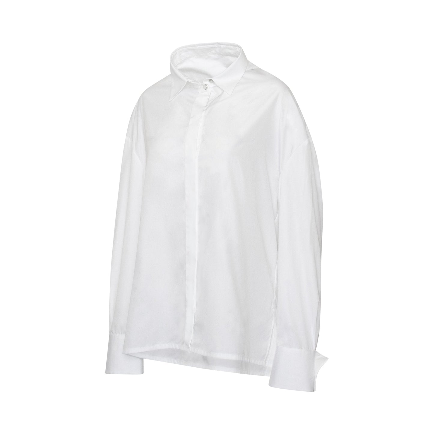 Oversized Shirt With Drapped Collar in White