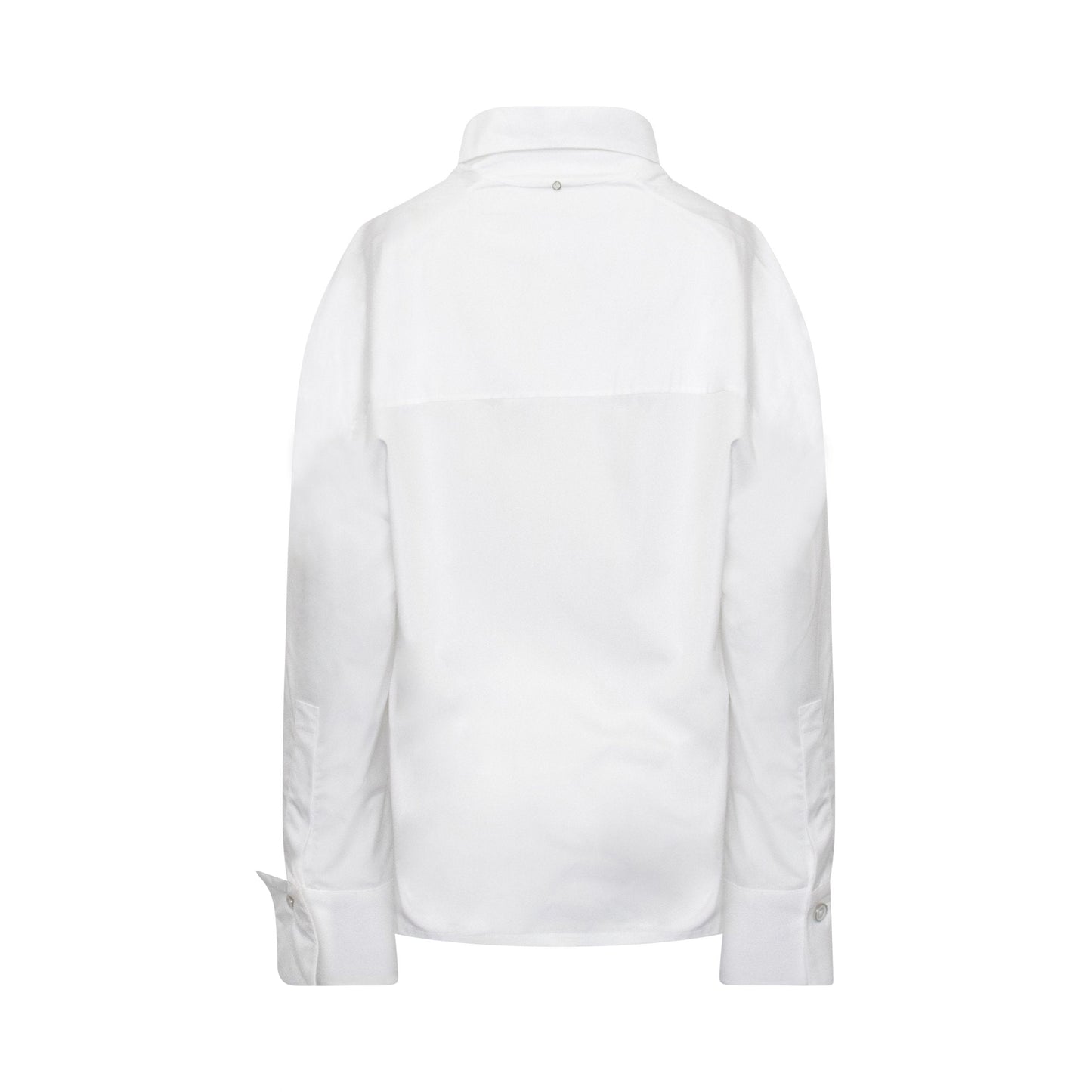 Oversized Shirt With Drapped Collar in White