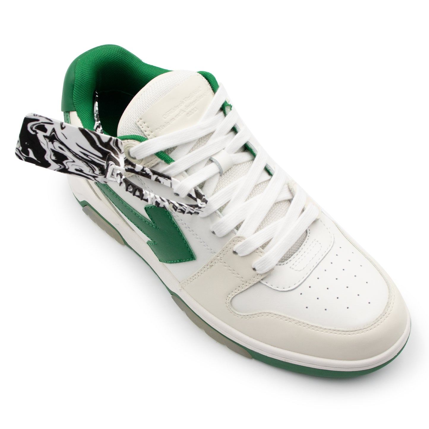 Out Of Office Calf Leather Sneaker in White Green