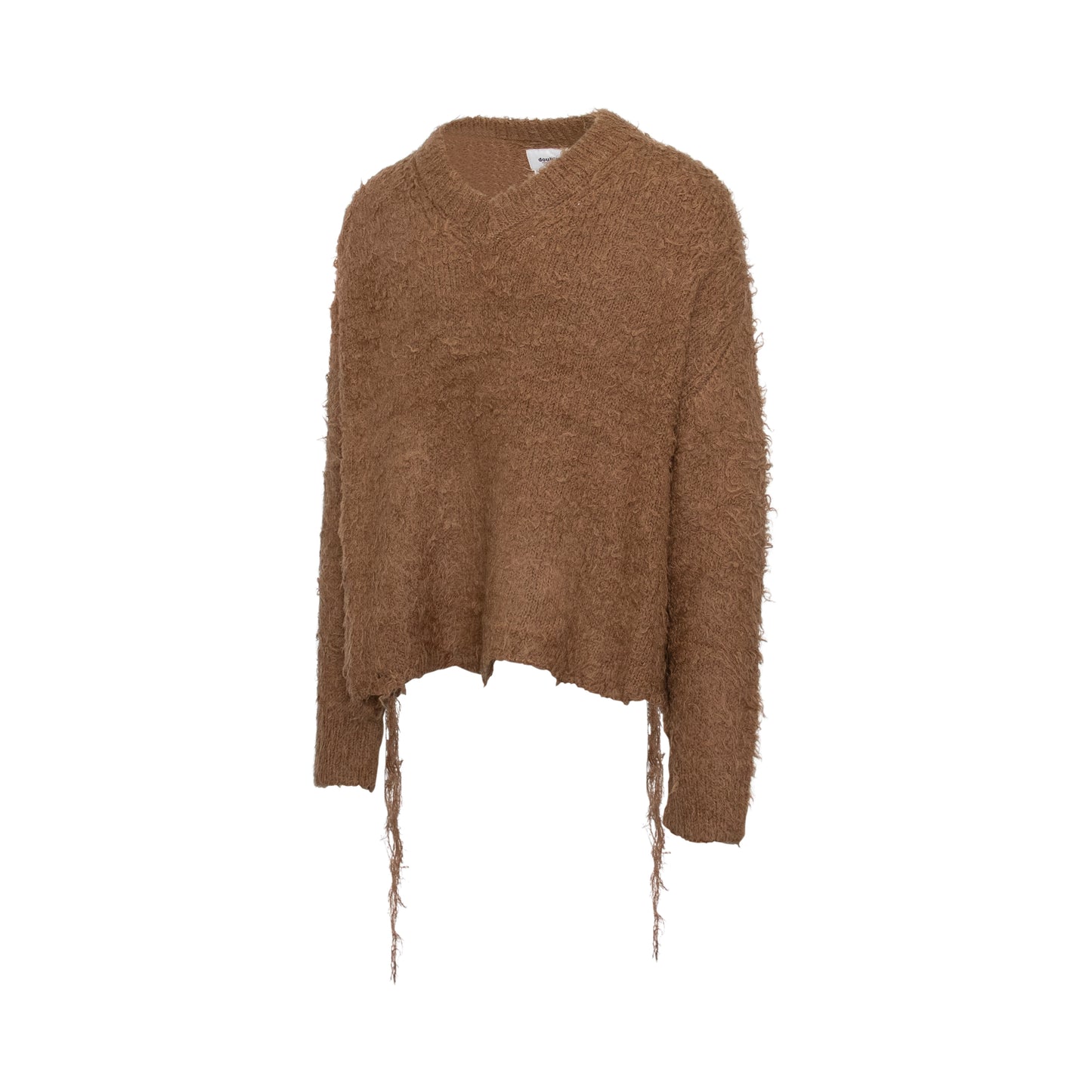 Camel Fur Cut Off Knit Sweater in Camel