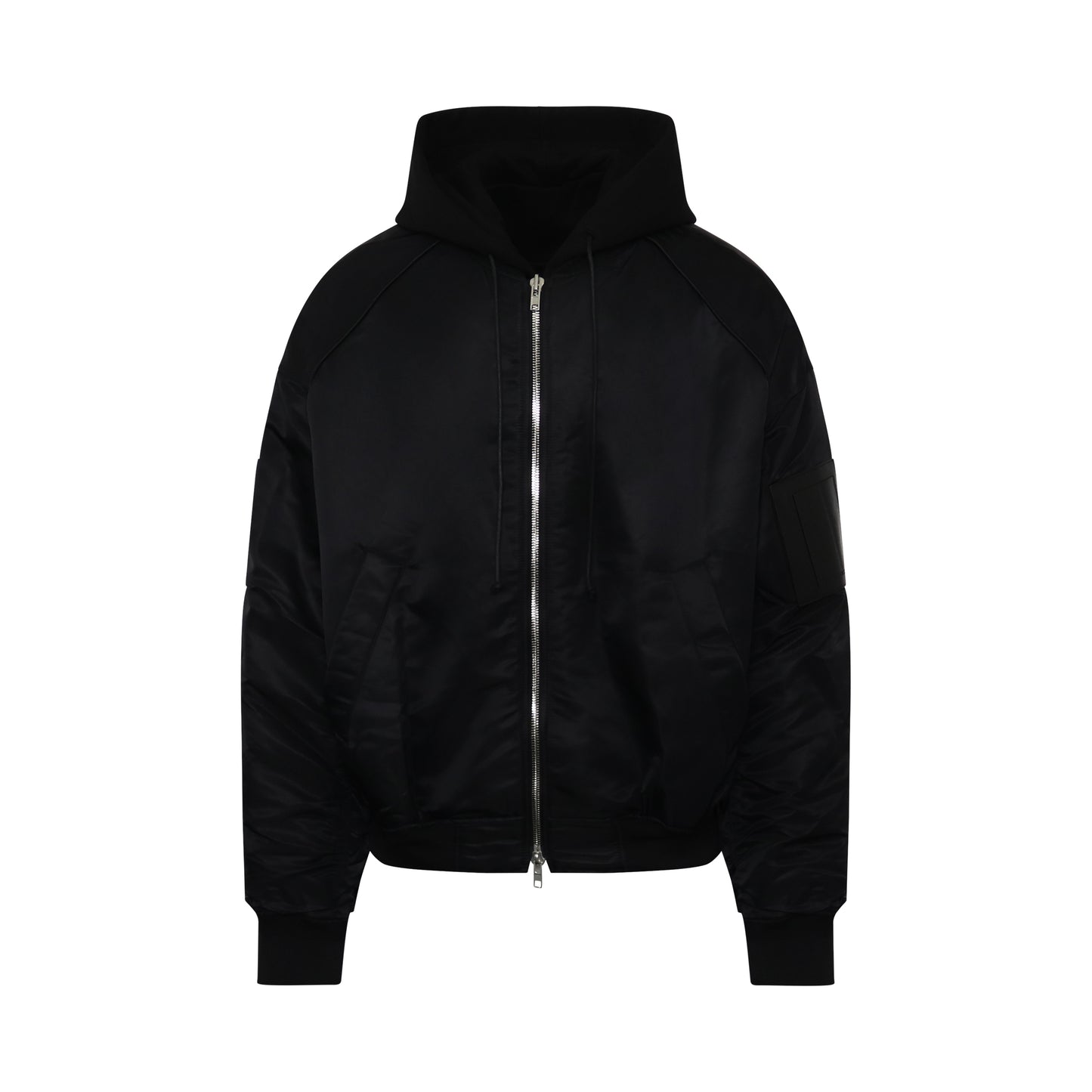 Detachable Hooded Ma1 Jacket in Black