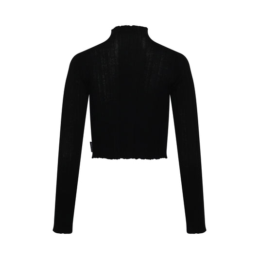 Knit Cropped Mock Neck Knitwear in Black