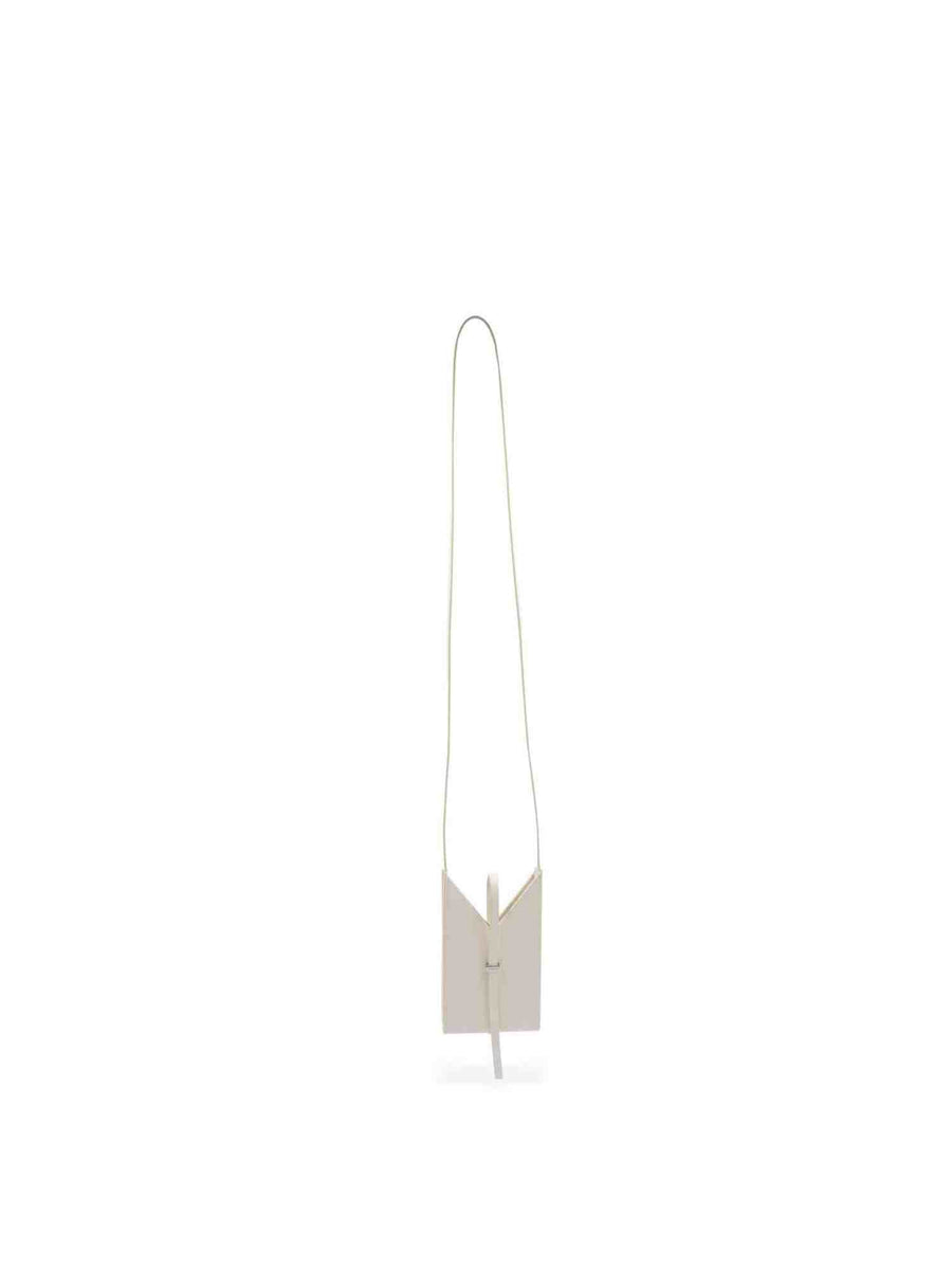 Cut Out Phone Pouch in Box Leather in Ivory