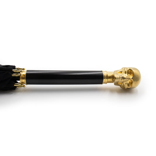 Gold Skull Umbrella in Black