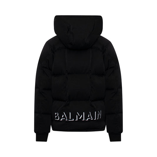 Logo Hooded Puffer Jacket in Black