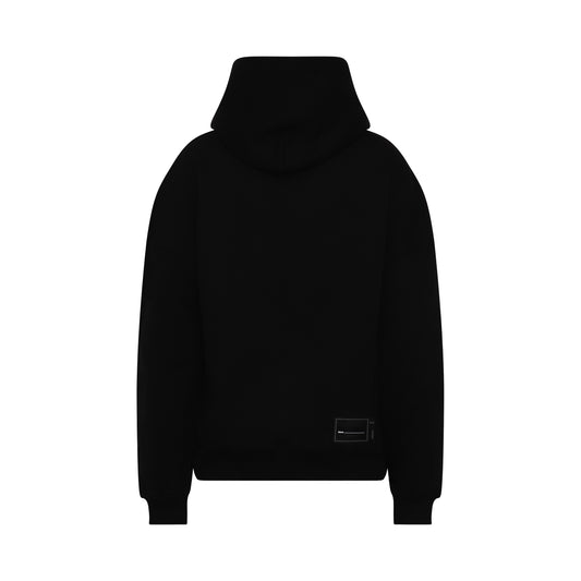 WD Embroidered Logo Hoodie in Black