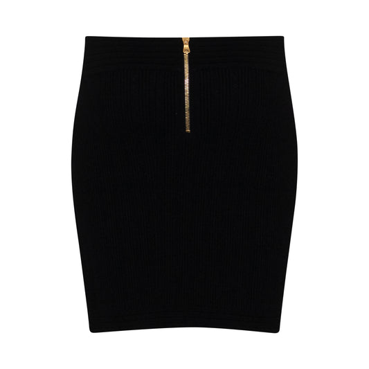 Button Knitted Skirt in Black