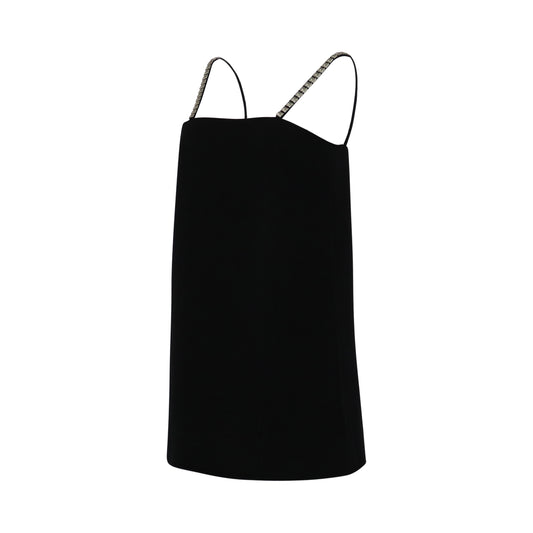 Wool Oversize Sleeveless Mini Dress in Black