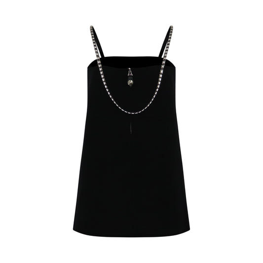 Wool Oversize Sleeveless Mini Dress in Black