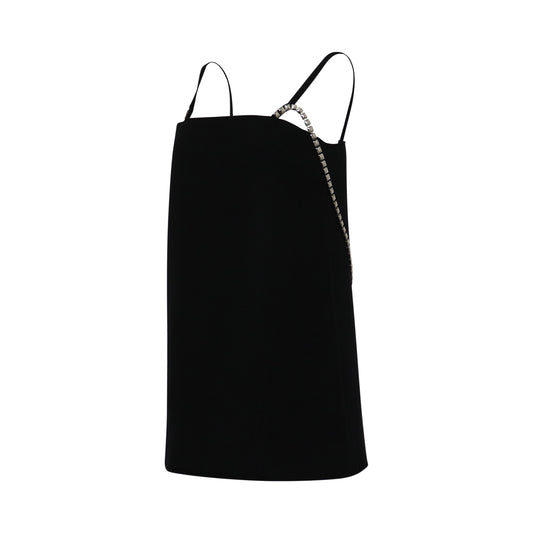 Wool Oversize Sleeveless Mini Dress in Black