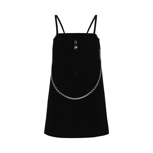 Wool Oversize Sleeveless Mini Dress in Black