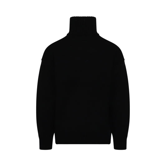 Square Logo Pile Knit Sweater in Black