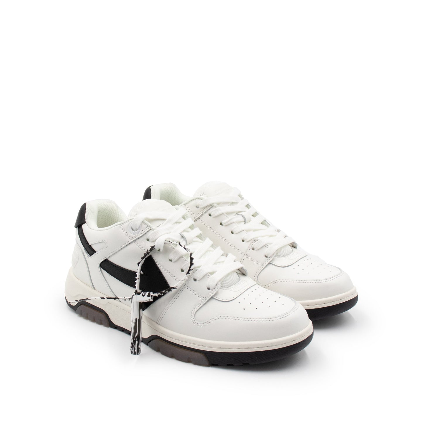 Out Of Office Calf Leather Sneaker in White/Black