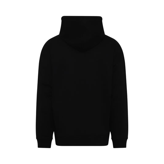 Anagram Leather Patch Hoodie in Black