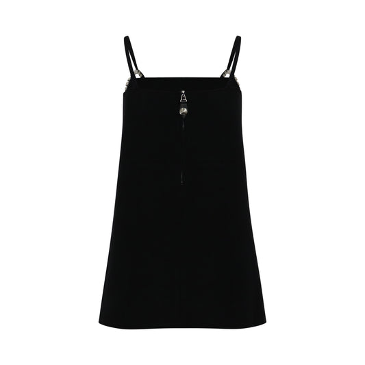 Wool Oversize Sleeveless Mini Dress in Black