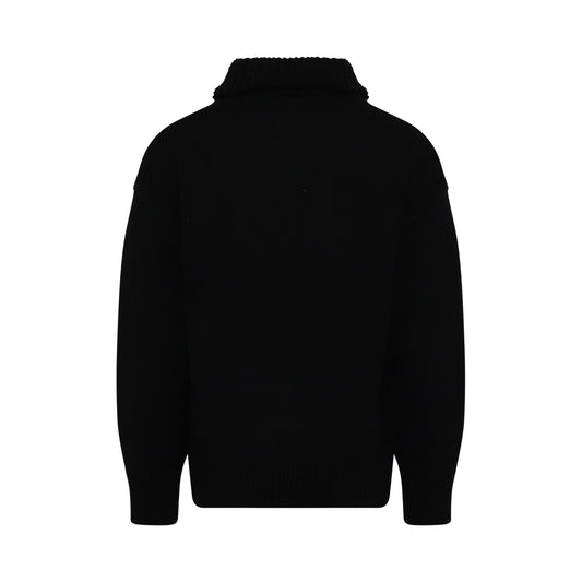 Square Logo Pile Knit Sweater in Black